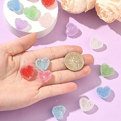 16Pcs 8 Colors Drusy Heart Resin Rhinestone Beads&nbsp;RESI-YW0006-24