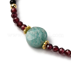 3Pcs Natural Cultured Freshwater Pearl & Black Onyx & Garnet & Amazonite Beads Stretch Bracelets Sets&nbsp;BJEW-JB12365