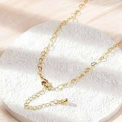 Brass Heart Link Chain Necklaces&nbsp;NJEW-A042-10G