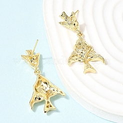 真鍮製ダングルピアス  カドミウムフリー＆鉛フリー  18KGP本金メッキ  ラックめっき  長持ちメッキ  海洋のテーマ  魚  40x20mm&nbsp;EJEW-D352-06G-02