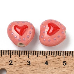 Heart Pattern Handmade Porcelain Enamel Beads&nbsp;PORC-G016-03L
