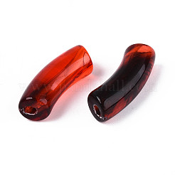 アクリルビーズ  天然石風  カーブチューブ  暗赤色  36x13.5x11.5mm  穴：4mm  約148個/500g&nbsp;MACR-S372-001A-02
