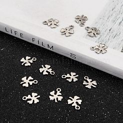 変色しにくい304ステンレススチールチャーム  4は、クローバーのペンダントを残し  ステンレス鋼色  10x8x1mm  穴：1mm&nbsp;STAS-J014-12