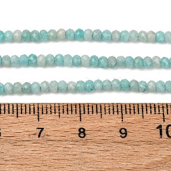 多面カットロンデル天然アマゾナイトビーズ連売り  3x2mm  穴：0.8mm  約185個/連  15.67インチ(39.8cm)&nbsp;G-F289-06A