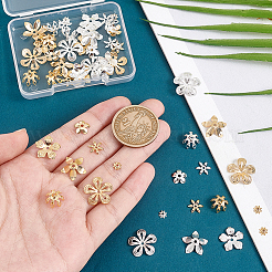 56Pcs 14 Style Brass Bead Cap&nbsp;KK-PH0006-77
