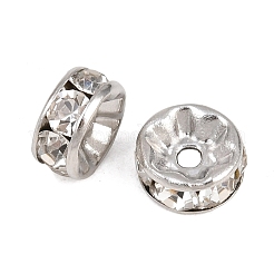 304ステンレススチールラインストーンスペーサービーズ  フラットラウンド  ステンレス鋼色  8x4mm  穴：1.6mm&nbsp;STAS-P444-01B-P