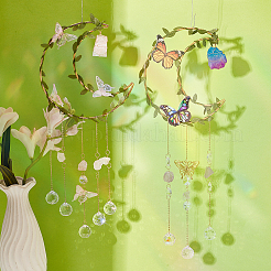 2Pcs 2 Styles Iron & Acrylic & Imitation Leather Suncatchers&nbsp;HJEW-OC00260