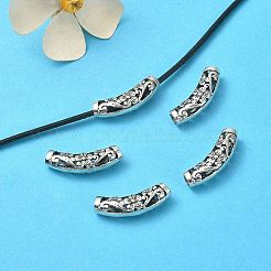 中空チベットスタイル合金ビーズ  チューブビーズ  アンティークシルバー  25.5x7mm  穴：4mm&nbsp;TIBEB-YW0001-23