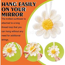 2Pcs Handmade Crochet Cotton Daisy Decoration&nbsp;HJEW-FG0001-10