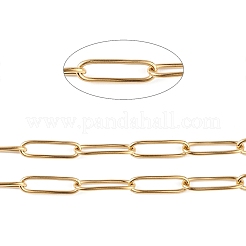 304ステンレススチールペーパークリップチェーン  溶接されていない  スプールで  ゴールドカラー  14.5x4.5x1mm  約32.81フィート（10m）/ロール&nbsp;CHS-C006-21G