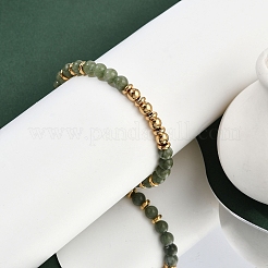 Ion Plating(IP) 304 Stainless Steel & Round Jade Beaded Stretch Bracelets for Women Men&nbsp;BJEW-M046-02G