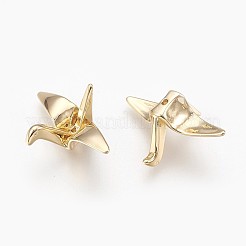 真鍮ビーズ  折り鶴  18KGP本金メッキ  15x23x10mm  穴：1mm&nbsp;X-KK-R037-261G