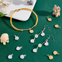 20個2色真鍮チャーム  フットプリント  丸カン付き  ゴールデン＆シルバー  11~12x10x3mm  穴：3~4mm  10個/カラー&nbsp;FIND-PH0027-40