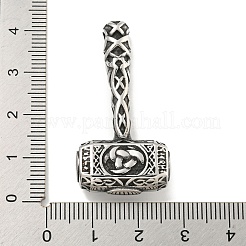 バイキング 316 サージカルステンレスペンダント  ハンマーチャーム  アンティークシルバー  41x21x8.5mm  穴：3x3.5mm&nbsp;STAS-E212-108AS