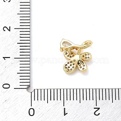 真鍮製マイクロパヴェキュービックジルコニアペンダント  18KGP本金メッキ  透明  花のチャーム  11x10x5mm  穴：3x2.5mm&nbsp;KK-C254-11A-G