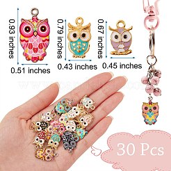 30本15スタイルアロイエナメルペンダント  フクロウ  ミックスカラー  2個/スタイル&nbsp;ENAM-SZ0002-26