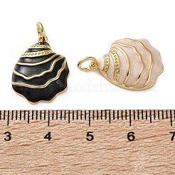 海の真鍮ペンダント  18KGP本金メッキ  エナメル  丸カン付き  シェル形状  19x14.5x4mm  穴：3mm&nbsp;KK-D221-21G-04