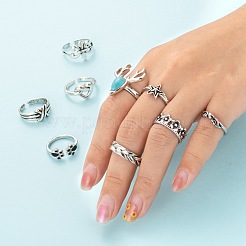 9Pcs 9 Style Adjustable Alloy Finger Rings&nbsp;RJEW-LS0001-16AS