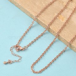 2.5mmの真鍮テクスチャアズキチェーンネックレス  鉛フリー＆カドミウムフリー  長持ちメッキ  ラックめっき  ローズゴールド  18.03インチ（45.8cm）&nbsp;NJEW-Z097-01RG