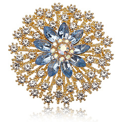 バックパックの服用の花の合金ラインストーンブローチ  アクアマリン  56mm&nbsp;JEWB-WH20011-02C