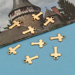 Ion Plating(IP) 304 Stainless Steel Tiny Cross Charms&nbsp;STAS-L159-06G
