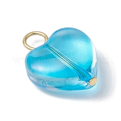 Heart Gradient Color Baking Paint Transparent Glass Pendants&nbsp;PALLOY-JF03264-01