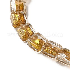 手作りの金箔と銀箔のランプワークビーズ  正方形  ダークチソウ  12.5~13x12x6~6.5mm  穴：1~1.2mm&nbsp;FOIL-C001-01A-05