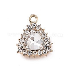 合金ラインストーンペンダント  ライトゴールドトーンのトライアングルチャーム  ミックスカラー  19x15.5x6mm  穴：2mm&nbsp;ALRI-C008-56LG