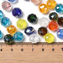 ガラスビーズ  多面カット  ロンデル  ミックスカラー  10x8mm  穴：1mm  約67個/60g&nbsp;EGLA-A034-SM10mm-61