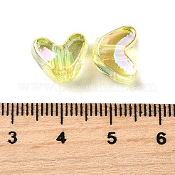 UVメッキ透明アクリルビーズ  虹色の  ハート  きいろ  9x11.5x7mm  穴：1.4mm&nbsp;MACR-F083-11E