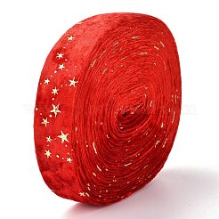 両面ポリエステルベルベットリボン  ギフト包装やお祭りの装飾に  星の模様  レッド  1インチ（25mm）&nbsp;LCW-P001-A05