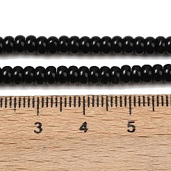天然石オブシディアンビーズ連売り  ロンデル  4x2~2.5mm  穴：1mm  約164個/連  15.04''（38.2センチメートル）&nbsp;G-K343-C44-01