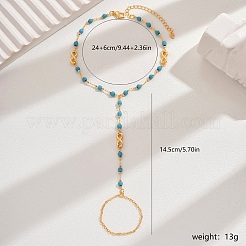 Elegant Brass & Plastic Round Beads Link Chain Toe Ring Anklets for Women&nbsp;QC4234-2