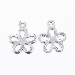 変色しにくい304ステンレススチール中空ペンダント  花  ステンレス鋼色  14x11.5x0.8mm  穴：1mm&nbsp;STAS-H376-25