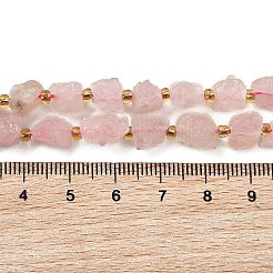 未加工の天然マダガスカル産ローズクォーツビーズの連  ナゲット  シードビーズで  5~18x5~12x4~8mm  穴：1mm  約30~45個/連  15.55''（39.5cm）〜15.94''（40.5cm）&nbsp;G-D101-A14