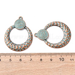 合金のチベット風チャーム  赤い銅と緑の緑青  リング  37x28.5x2.5mm  穴：1.6mm&nbsp;FIND-B055-02E