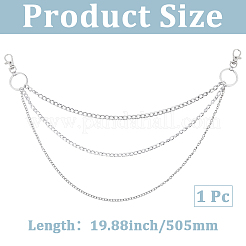 1Pc Alloy Twisted Chain 3 Layered Chain Belts for Women Men&nbsp;AJEW-CY0002-25P