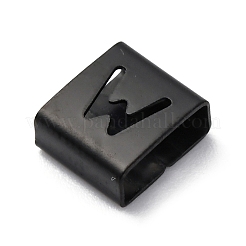 イオンプレーティング（IP）304ステンレススチールスクエアスライドチャーム  ブラック  文字W  9x8x4mm  穴：3.5x8.5mm&nbsp;STAS-L132-05W-B