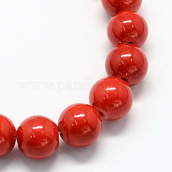 天然の染め加工馬山ジェイド天然石ビーズ連売り  ラウンド  レッド  8mm  穴：1mm  約50個/連  15.7インチ&nbsp;G-R272-8mm-01
