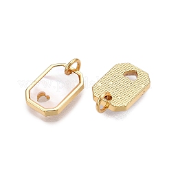 真鍮と貝殻のチャーム  長方形＆ハート  18KGP本金メッキ  13.5x10x2mm  穴：3mm&nbsp;KK-N254-212G