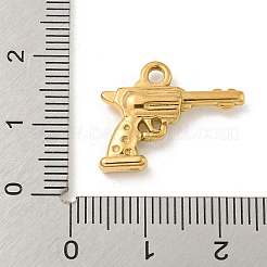 イオンプレーティング（IP）304ステンレスペンダント  ピストルチャーム  18KGP本金メッキ  15.5x20x4mm  穴：2mm&nbsp;STAS-N103-147G