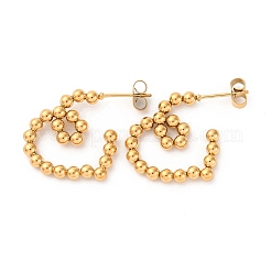 304ステンレススチールスタッドピアス  ハート  ゴールドカラー  20x3mm&nbsp;EJEW-Z118-03G