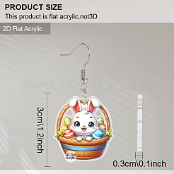 イースターのアクリルダングルイヤリング  卵とウサギ  プラチナ  カラフル  50mm&nbsp;FS-WG50DE5-01