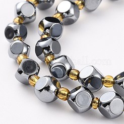 テラヘルツストーンビーズ連売り  シードビーズで  六面天体サイコロ  多面カット  6~6.5x6~6.5mm  穴：1mm  約48個/連  39cm&nbsp;G-A030-B18-6mm-B