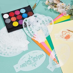 プラスチックフェイスペイントステンシル  学校のホーム パーティーのボディ フェイシャル ペインティング タトゥー ペインティング テンプレート  鹿  7.5x14x0.01cm  24個/セット&nbsp;DIY-WH0304-582D