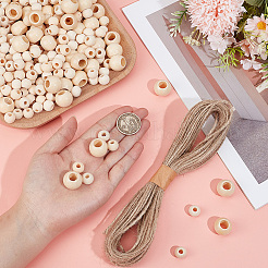 250Pcs 2 Styles Undyed Oil Coated Wooden Beads&nbsp;WOOD-PA0001-54