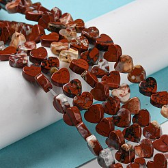 天然石レッドジャスパービーズ連売り  ハート  6x6.5x3mm  穴：1mm  約70個/連  15.24''（38.7センチメートル）&nbsp;G-L420-25-6mm-01