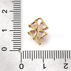 真鍮マイクロパヴェクリアキュービックジルコニアペンダント  花のチャーム  ミスティローズ  13x10x4mm  穴：1.6mm&nbsp;KK-U065-01B-G