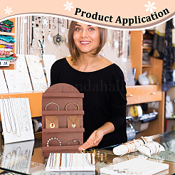 4-Tier Arch Shaped Basswood Plywood Display Stands for Display Cards Postcards&nbsp;ODIS-WH0100-11