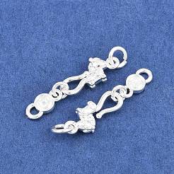 真鍮製S字クラスプ  馬の形  銀  25x6.5x3.5mm  穴：3mmと1.4mm&nbsp;KK-L274-07S